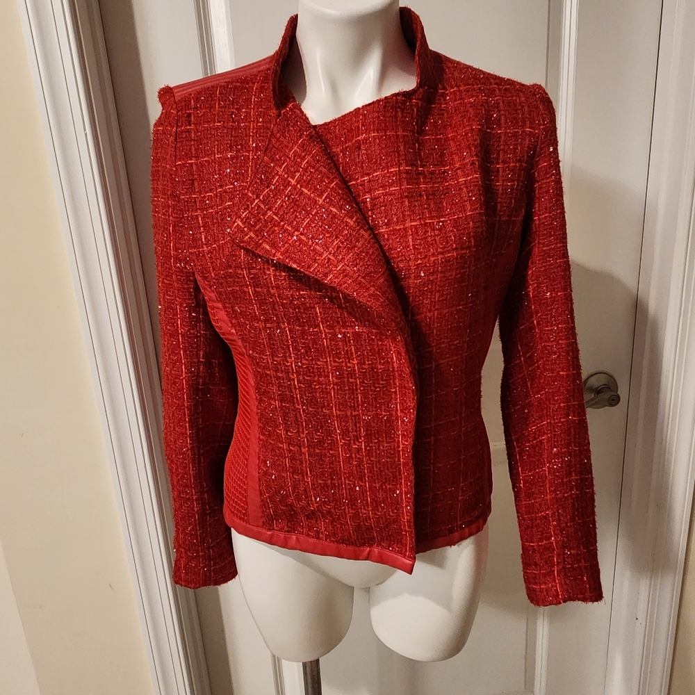 Sam Edelman Large moto jacket red and gold thread accent